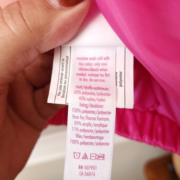 JUSTICE Girls Hot Pink Winter Hooded Puffer Jacket 12 14 Bubblegum Warm Cozy - Picture 8 of 14